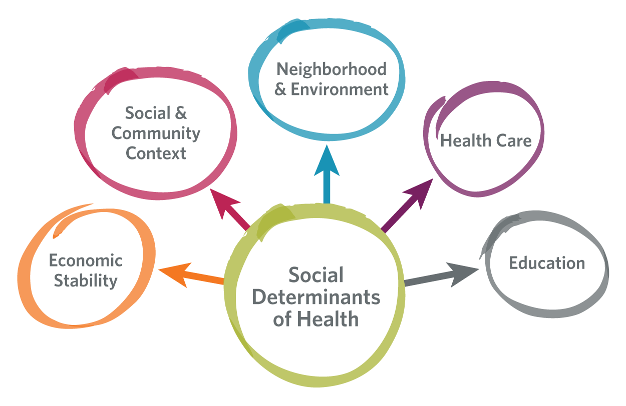 Social Determinants of Health map graphic of its benefits | Demographics & Research from Detroit Area Agency on Aging
